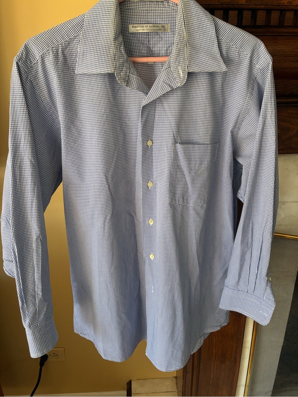 Men's Blue Checked Dress Shirt – Classic Long Sleeve